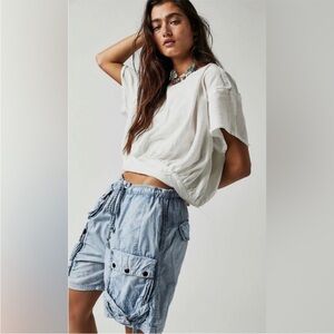 Free People Moon Bay Parachute Shorts in Cashmere Blue Sz Small NWT